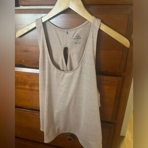 Prana workout tank open back, size Small dusty pink.
